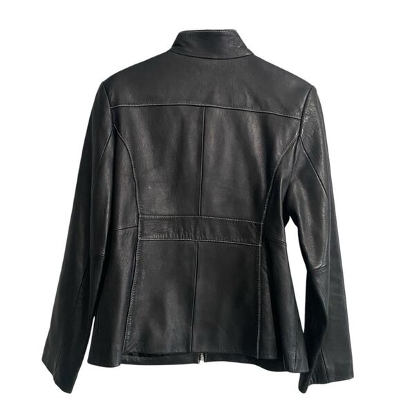 Michael Kors Full Zip Short 100% Leather Black Moto Jacket Women’s Size Large - Picture 11 of 11